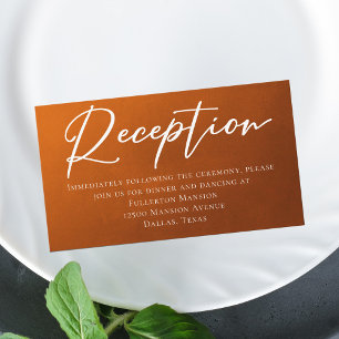 Rustic Burnt Orange Autumn Wedding Reception Enclosure Card