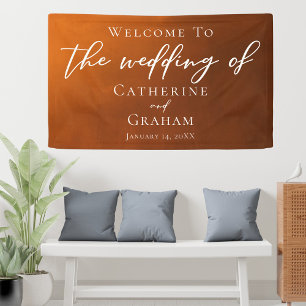 Rustic Burnt Orange Autumn Wedding Welcome Banner