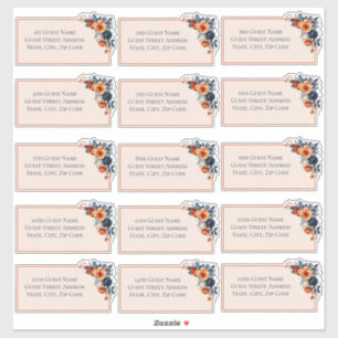 Rustic Burnt Orange & Blue Wedding Guest Address