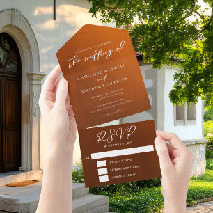 Rustic Burnt Orange Bohemian Wedding All In One Invitation