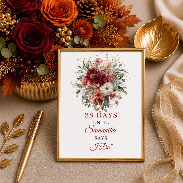 Rustic burnt orange boho bridal shower countdown s poster (Rustic burnt orange boho bridal shower countdown sign

)