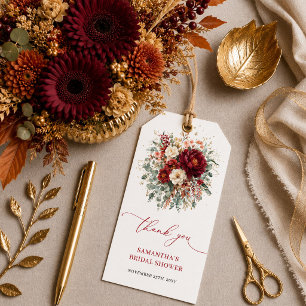 Rustic burnt orange boho bridal shower favour tag