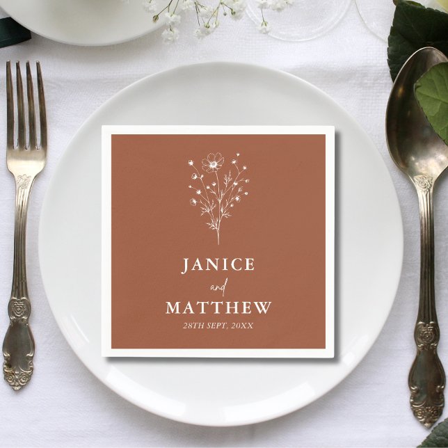 Rustic Burnt Orange Boho Wedding Napkin (Creator Uploaded)