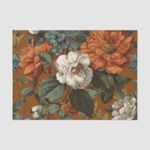 Rustic Burnt Orange Bold Vintage Boho Floral Tissue Paper
