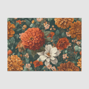Rustic Burnt Orange Bold Vintage Boho Floral Tissue Paper