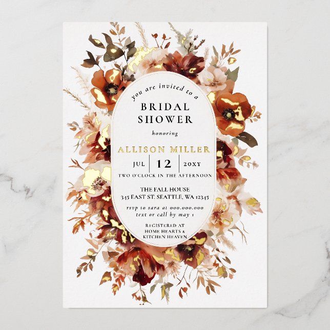 Rustic Burnt Orange Burgundy Fall Bridal Shower (Front)