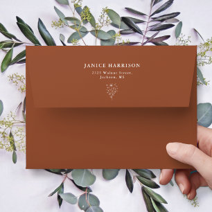 Rustic Burnt Orange Elegant Wedding Envelope