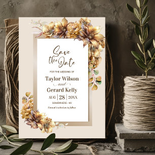 Rustic Burnt Orange Floral Wedding Save the Date