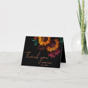 Rustic Burnt Orange Floral Wedding Thank You Card