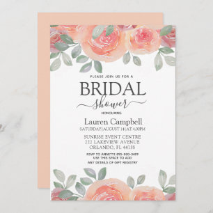 Rustic Burnt Orange Florals Bridal Shower Invitation