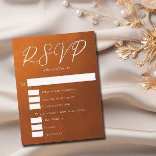 Rustic Burnt Orange Meal Choice Autumn Wedding RSVP Card