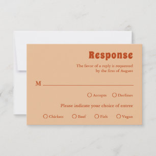 Rustic Burnt Orange Modern Wedding RSVP Card