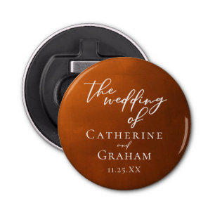 Rustic Burnt Orange Personalised Autumn Wedding Bottle Opener