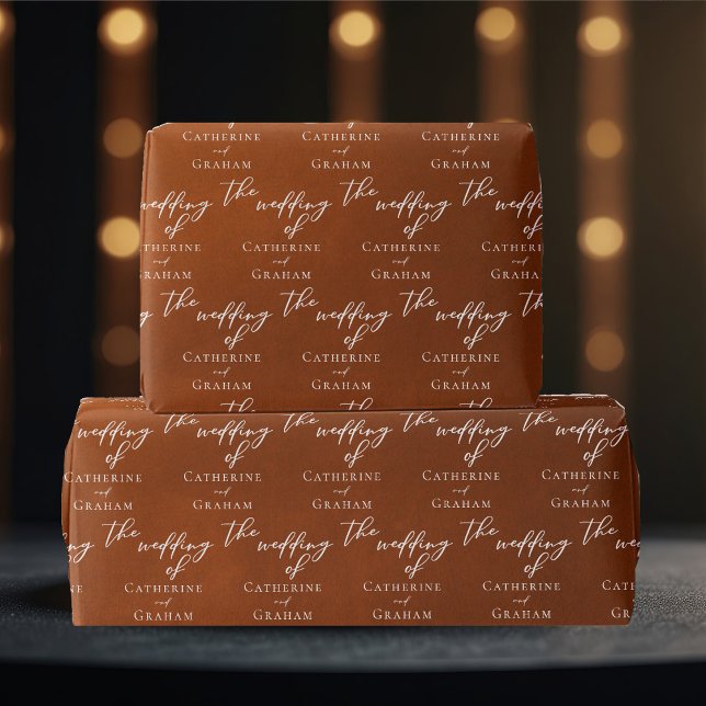 Rustic Burnt Orange Personalised Autumn Wedding Wrapping Paper (Creator Uploaded)