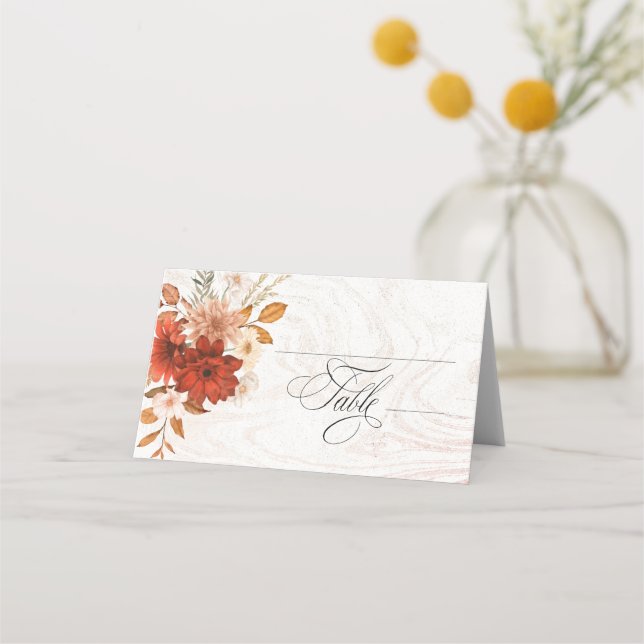  Rustic Burnt Orange Terracotta Elegant Wedding Place Card (Front)