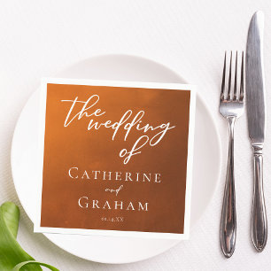 Rustic Burnt Orange Typography Autumn Wedding Napkin