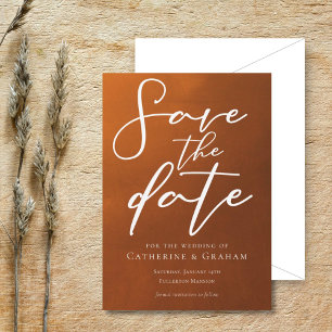 Rustic Burnt Orange Typography Autumn Wedding Save The Date