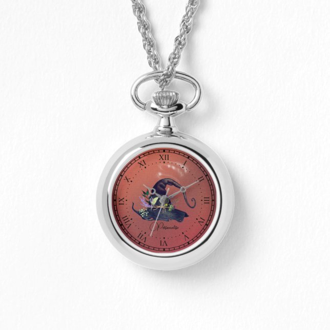 Rustic Burnt Orange Vintage Witch Necklace Ewatch  (Front)