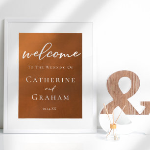 Rustic Burnt Orange Welcome To Our Autumn Wedding Poster