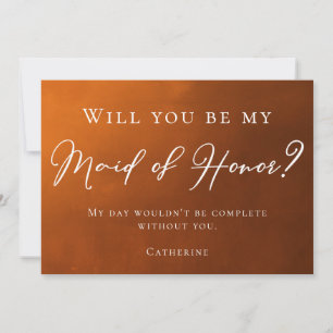 Rustic Burnt Orange Will You Be My Maid of Honour Invitation
