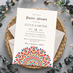 Rustic Burnt Terracotta Mandala Bridal Shower Invitation