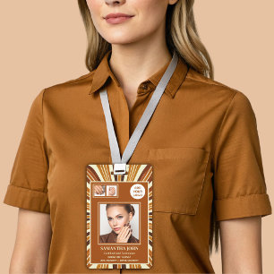 Rustic Business Logo Nail Salon Photo Collage ID Badge