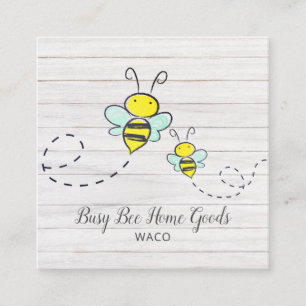Rustic Busy Bumble Bees Wood Grain Square Business Card
