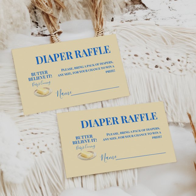 Rustic Butter Yellow Blu Baby Shower Diaper Raffle Enclosure Card (Creator Uploaded)