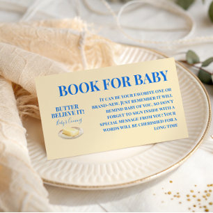 Rustic Butter Yellow Blue Boy Book For Baby Shower Enclosure Card