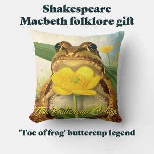 Rustic Buttercup and Frog House Name Cottagecore Cushion