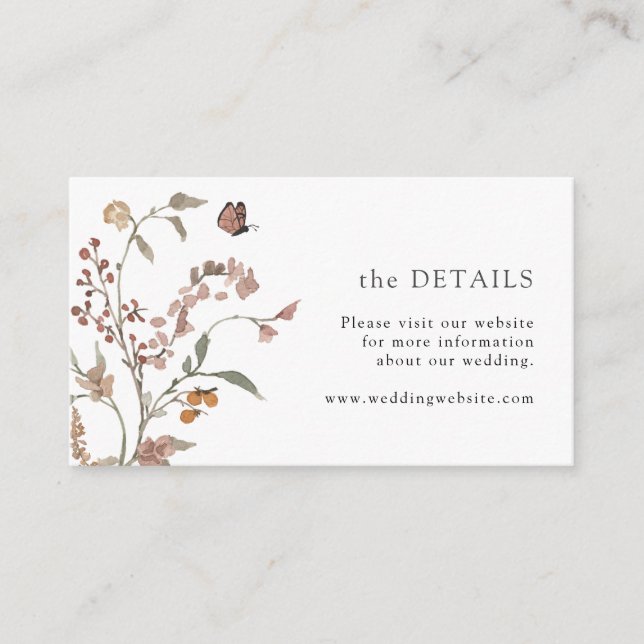 Rustic Butterfly Boho Details Card (Front)