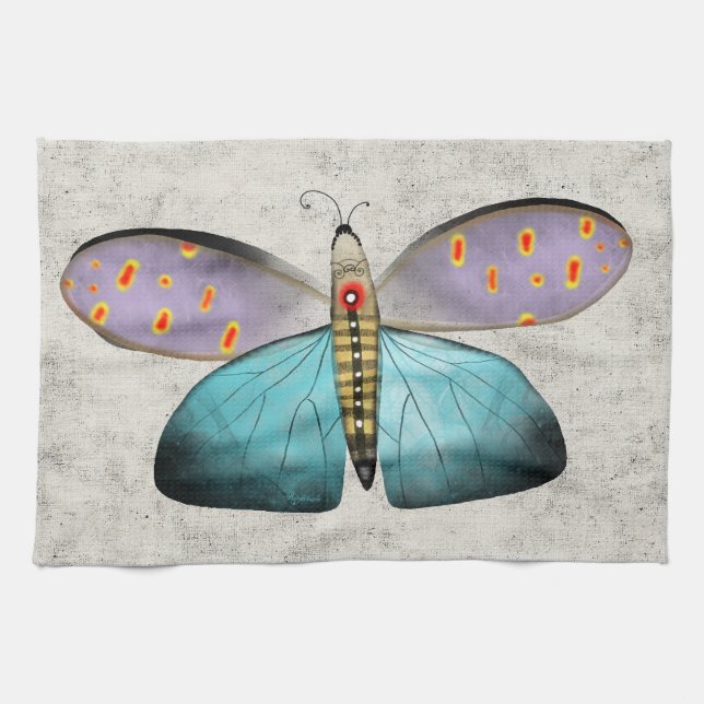 Rustic butterfly tea towel (Horizontal)