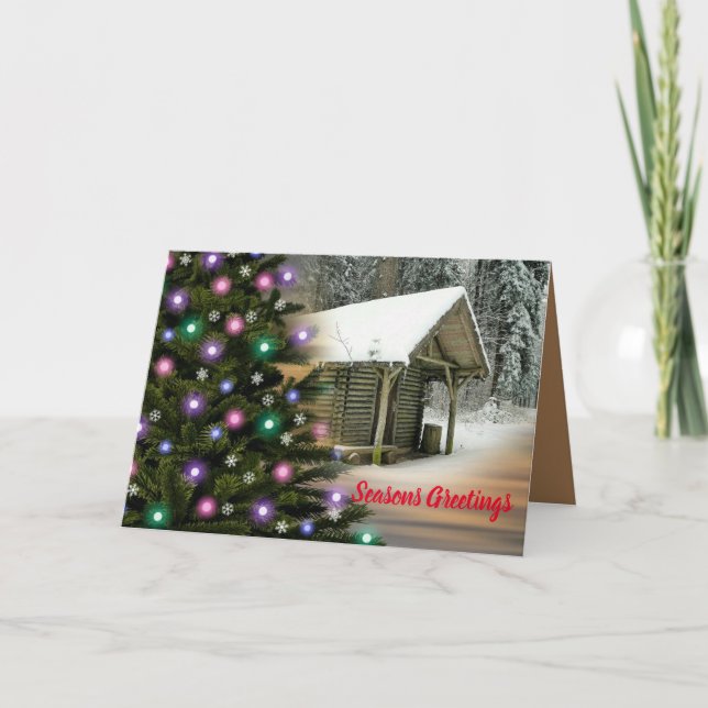 Rustic Cabin Christmas Holiday Card (Front)
