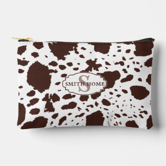 Rustic Cabin Cowhide Print Cosy Farmhouse Accessory Pouch