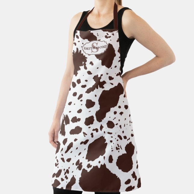 Rustic Cabin Cowhide Print Cosy Farmhouse Apron (Insitu)