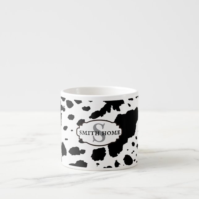 Rustic Cabin Cowhide Print Cosy Farmhouse Espresso Cup (Front)
