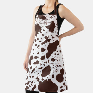 Rustic Cabin Cowhide Print Cozy Farmhouse Apron
