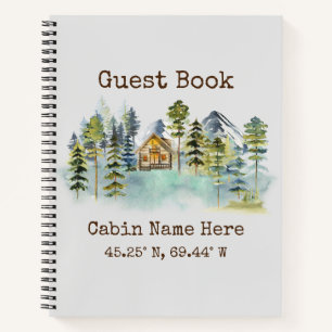 Rustic Cabin Custom Coordinates Guest Book