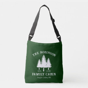 Rustic Cabin Family Name Country Pine Trees Crossbody Bag