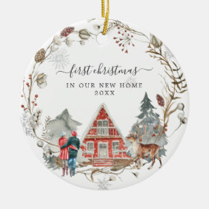 Rustic Cabin   First Christmas New Home Ceramic Or Tree Decoration