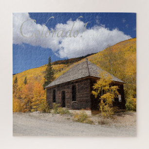 Rustic Cabin in the Brilliant Aspens near Ouray CO Jigsaw Puzzle