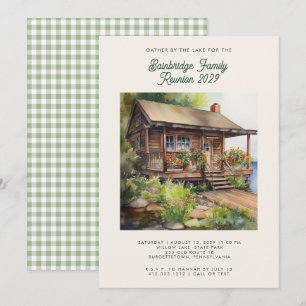 Rustic Cabin Lake Family Reunion Invitation