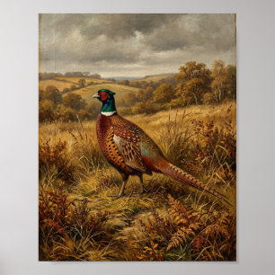 Rustic Cabin Pheasant I Vintage Painting Poster