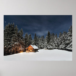 Rustic Cabin Snow Winter Poster