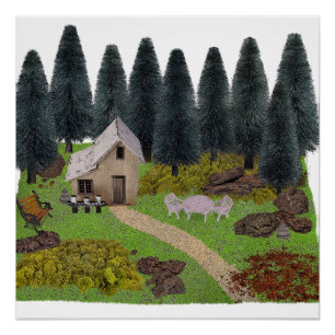 Rustic Cabin Vacation spot in the Forest Poster