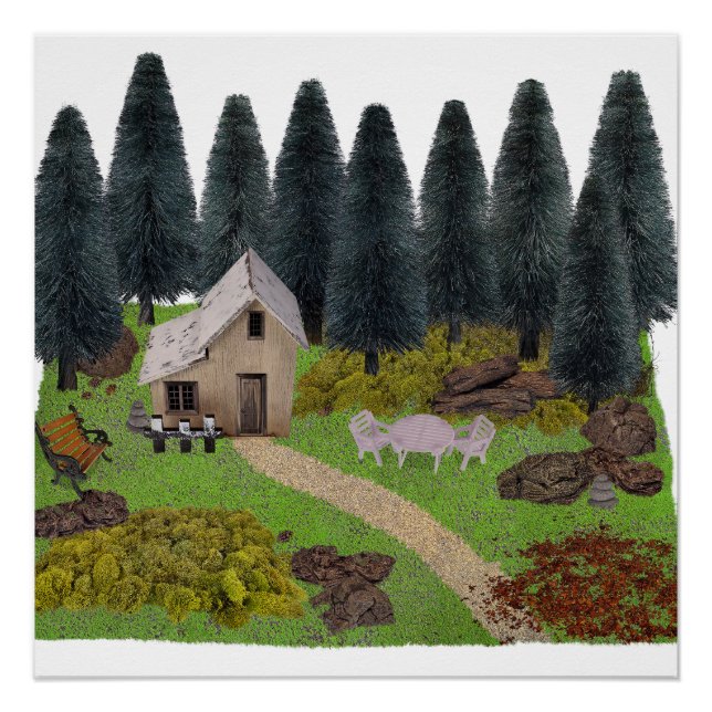 Rustic Cabin Vacation spot in the Forest Poster (Front)