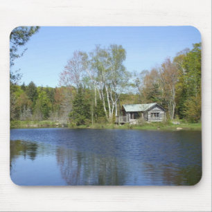 Rustic Cabin Water Scene Mouse Mat