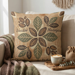 Rustic Cacao Origins Botanical Decor Cushion