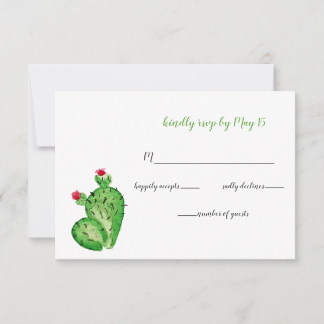 Rustic Cacti Wedding Invitation rsvp (Front)