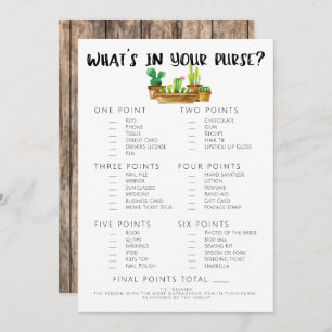 Rustic Cactus Bridal Shower Game-Purse Invitation
